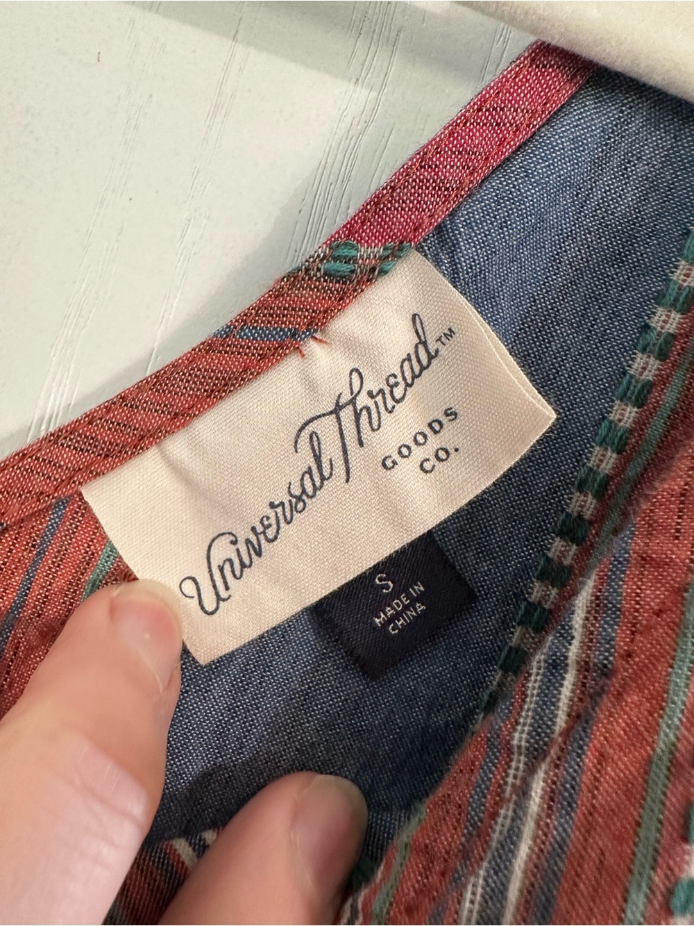 Universal Thread Red-Striped Cream Label Button-Up - Picture 2 of 3